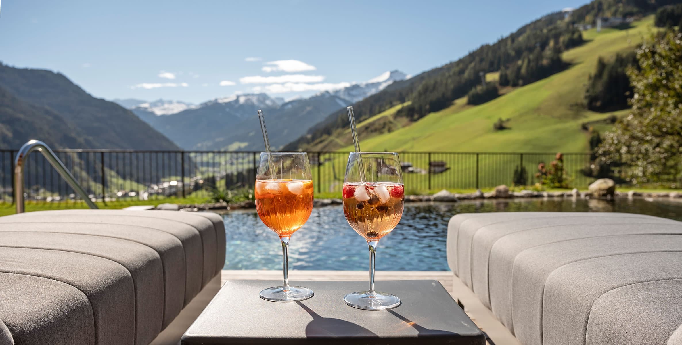 Blick auf den Schwimmteich