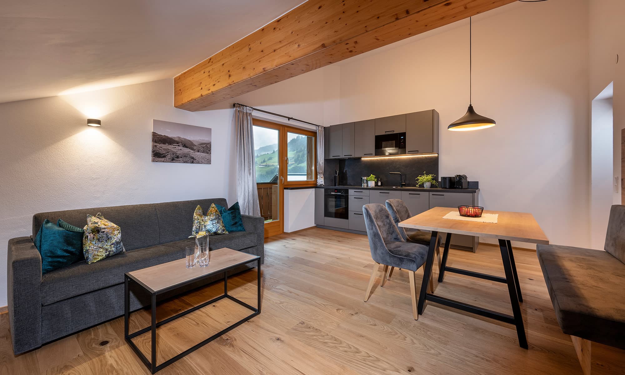 Wohnbereich im Apartment Fernblick